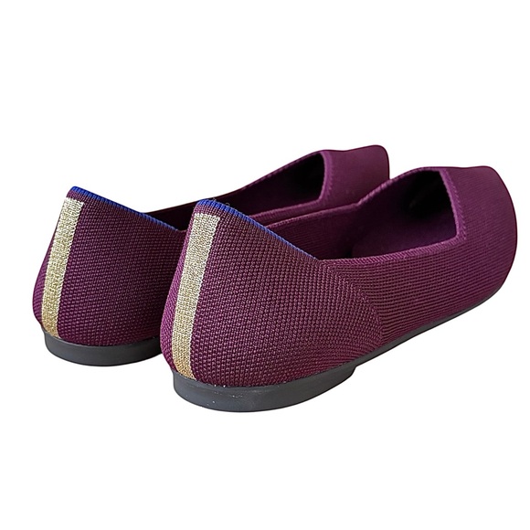 ROTHY’s “The Point II” Maroon & Gold Woven Flats - Picture 10 of 14